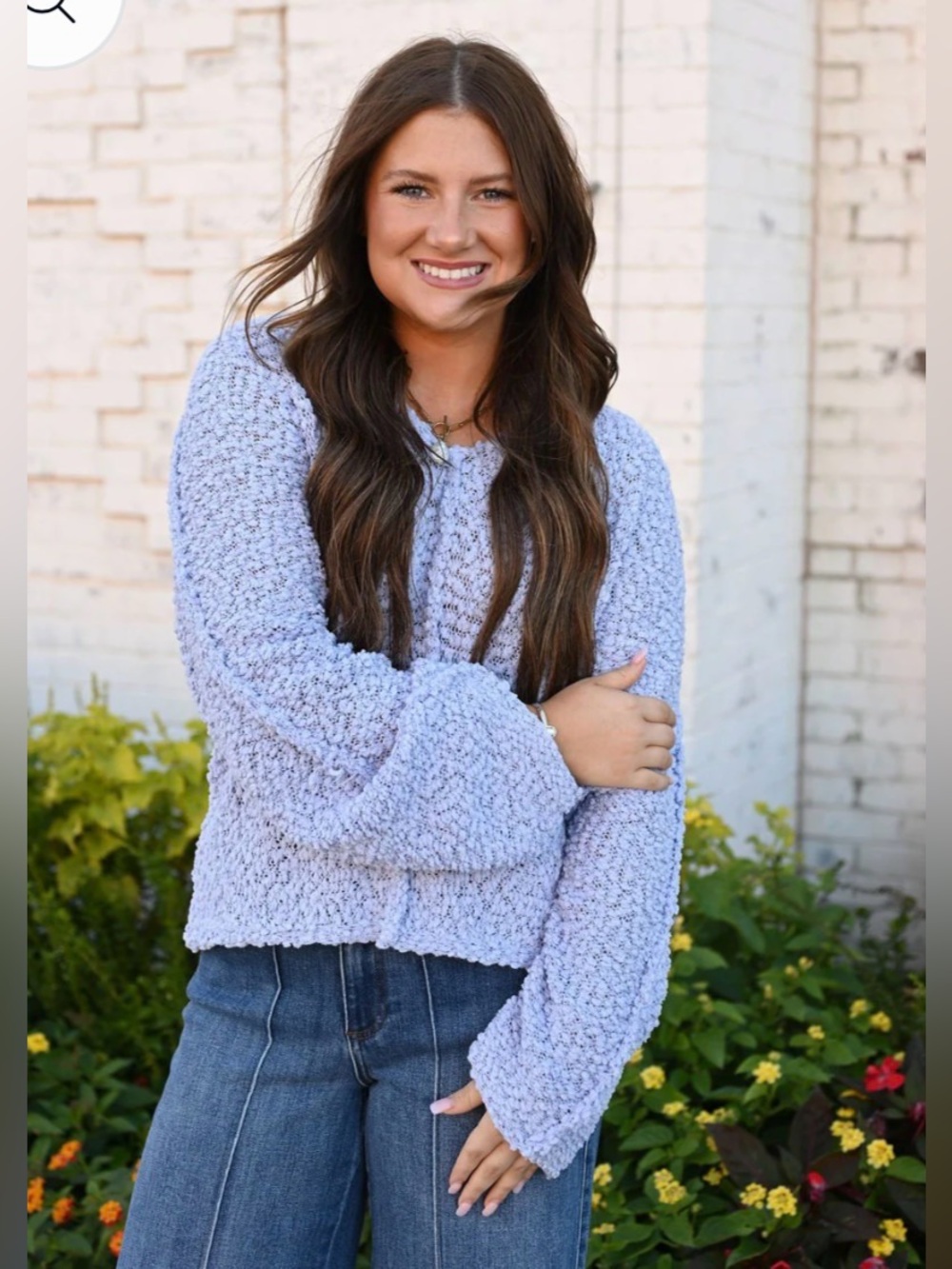 99 Very J Lavender Popcorn Knit Pullover